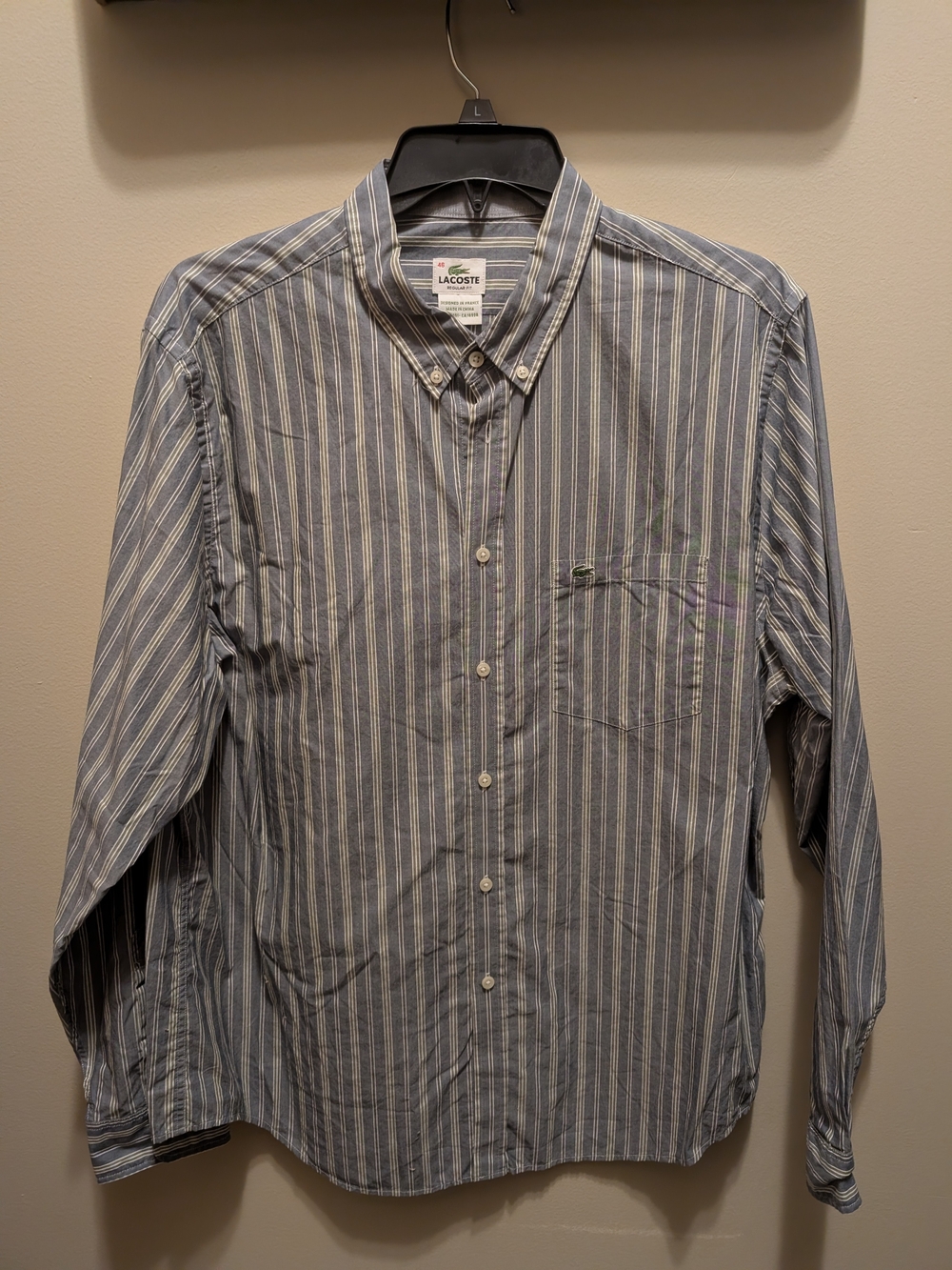 Lacoste Men’s Blue Striped Button-Down Shirt